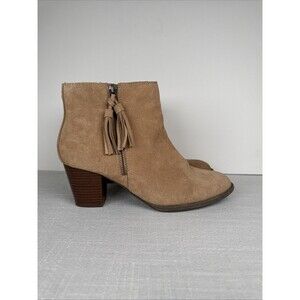 Vionic Ankle Zip Boots Tassel Women’s 9 Madeline Wheat Suede‎ Weather Resist